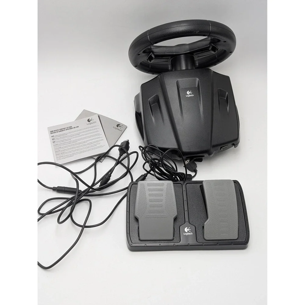 Logitech NASCAR Racing Wheel Xbox Original Black Wired Controller Pedals Boxed